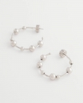 Chicos Silvertone Beaded Hoop Earrings - SILVER