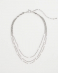 Chicos Pearlescent Bead Ball Short Necklace - SILVER