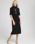 Chicos Travelers™ Mockneck Midi Dress - TRAVELERS BLACK Chicos Travelers™ Mockneck Midi Dress - TRAVELERS BLACK