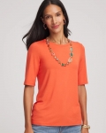 Chicos Elbow Sleeve Tee - HARVEST ORANGE Chicos Elbow Sleeve Tee - HARVEST ORANGE