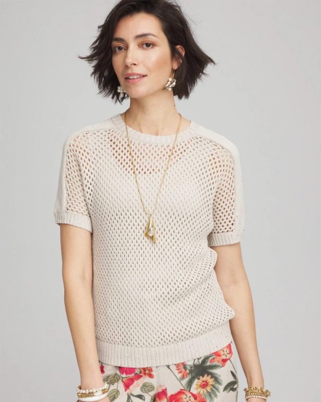 Chicos Dolman Sleeved Sweater Tee - RIVER ROCK