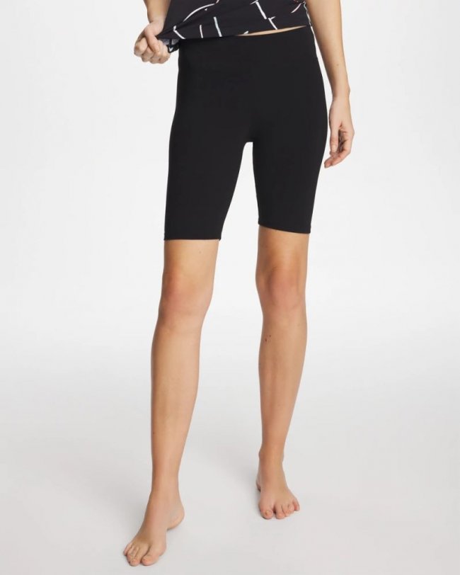 Chicos Gottex Basic Solid High Waist Shorts - BLACK