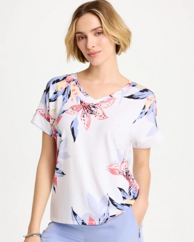 Chicos Zenergy® Lily Drop Shoulder Tee - CALYPSO CORAL