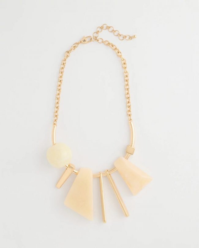Chicos Faux Horn Geo Bib Necklace - NEUTRAL