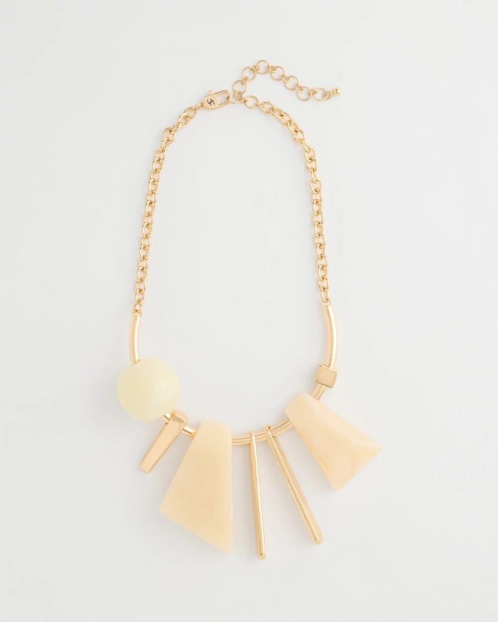 Chicos Faux Horn Geo Bib Necklace - NEUTRAL