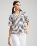 Chicos Linen Stripe Ladder Lace Tee - ALABASTER Chicos Linen Stripe Ladder Lace Tee - ALABASTER