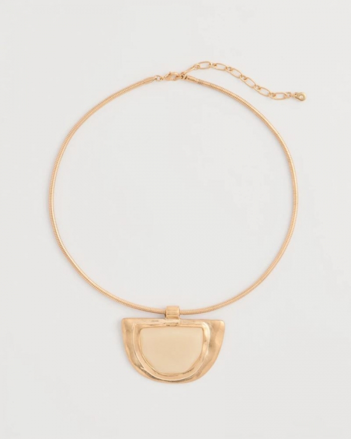 Chicos White Enamel Collar Necklace - GOLD