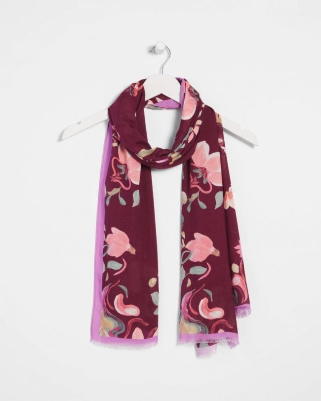 Chicos Floral Oblong Scarf - DEEP CHIANTI Chicos Floral Oblong Scarf - DEEP CHIANTI