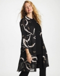Chicos Travelers™ Collection Burnout Peace Lily Topper - TRAVELERS BLACK