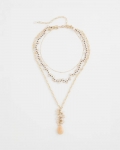 Chicos Convertible Rose Quartz Pendant Necklace - PALE PINK