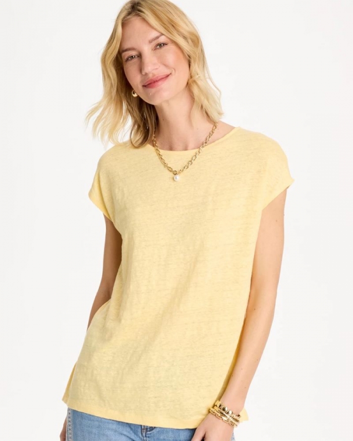 Chicos Linen Dolman Tee - GOLDEN HAZE