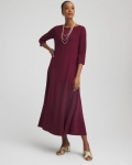 Chicos Seamed Crepe Maxi Dress - DEEP CHIANTI