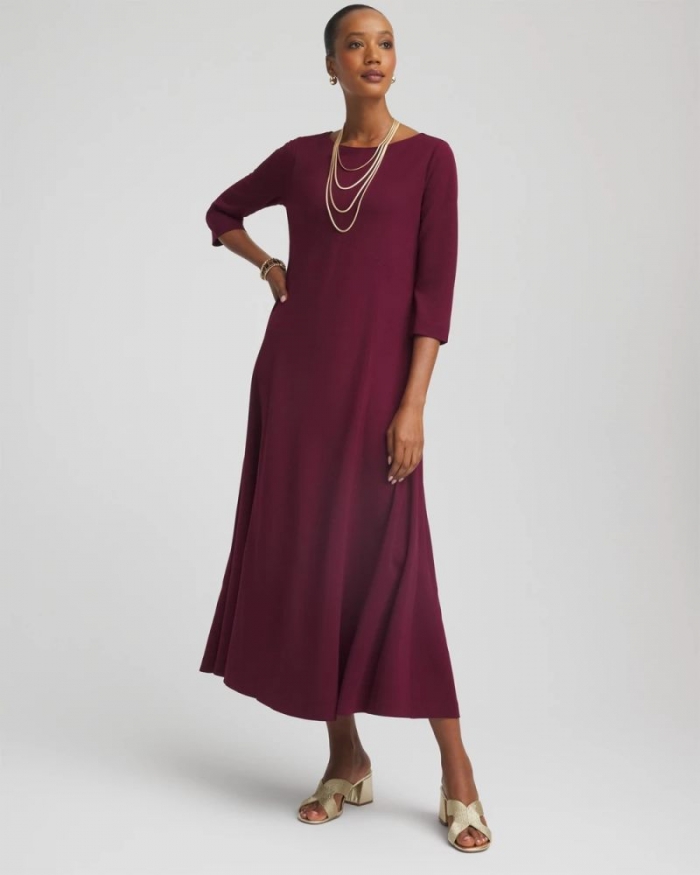 Chicos Seamed Crepe Maxi Dress - DEEP CHIANTI