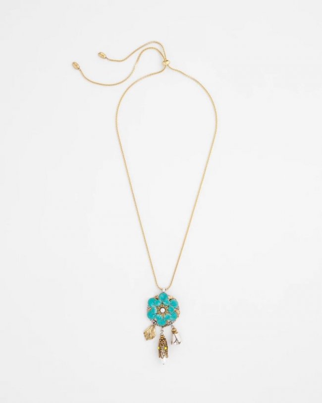 Chicos Adjustable Flower Charm Pendant Necklace - MULTI
