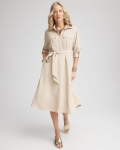 Chicos Twill Belted Midi Shirtdress - WILD TRUFFLE