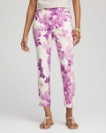Chicos Brigitte™ Floral Pull-On Slim Cropped Pants - PLUM SHADE