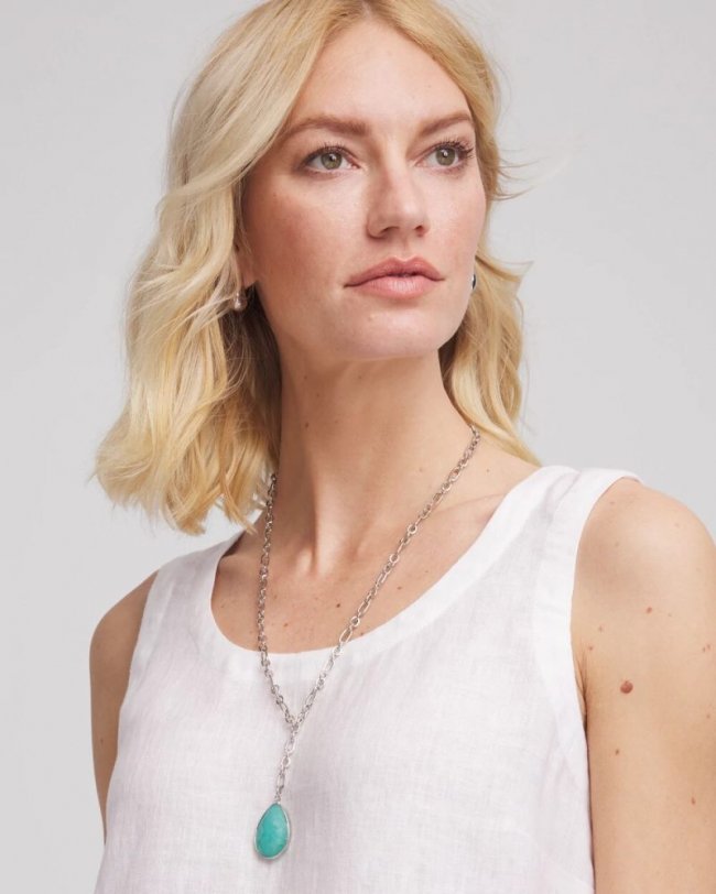 Chicos Convertible Beaded Pendant Necklace - TURQUOISE