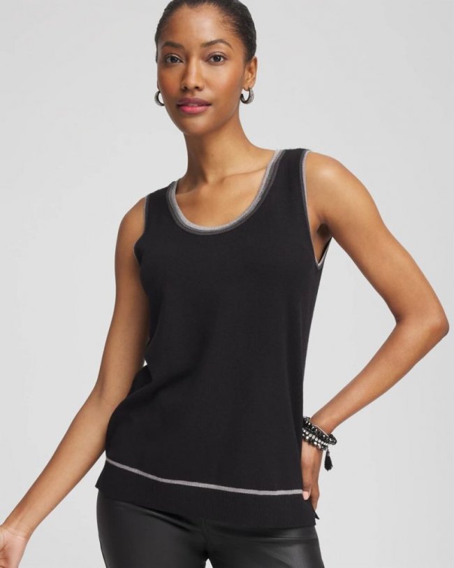 Chicos Shimmer Beaded Sweater Tank - BLACK Chicos Shimmer Beaded Sweater Tank - BLACK