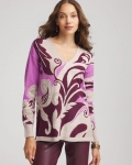 Chicos Intarsia Knit V-Neck Pullover Sweater - GOOSEBERRY Chicos Intarsia Knit V-Neck Pullover Sweater - GOOSEBERRY