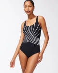 Chicos Gottex Embrace Square Neck One Piece Swimsuit - BLACK/WHITE Chicos Gottex Embrace Square Neck One Piece Swimsuit - BLACK/WHITE