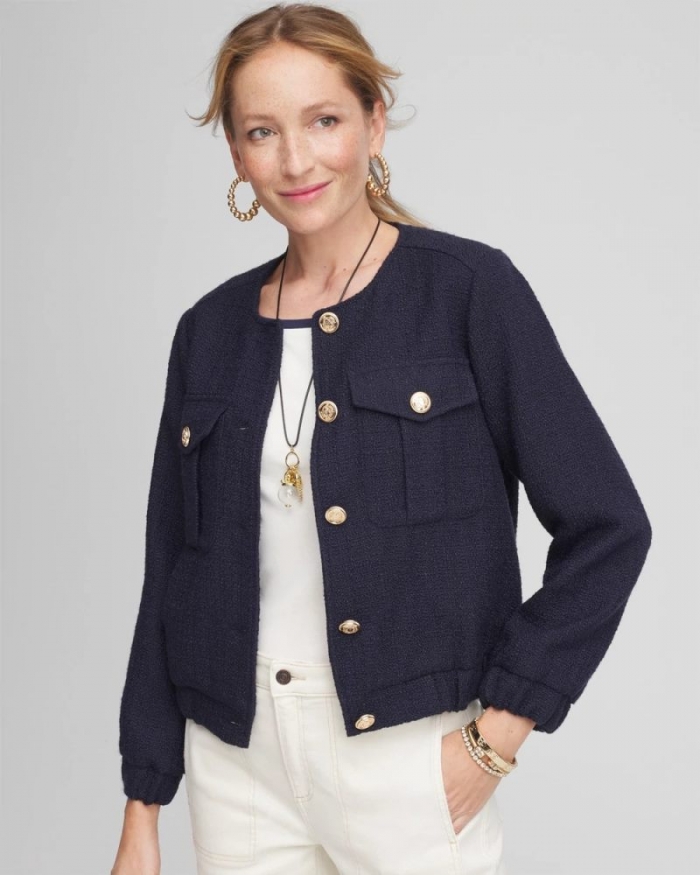 Chicos Tweed Lady Jacket - MIDNIGHT WATERS