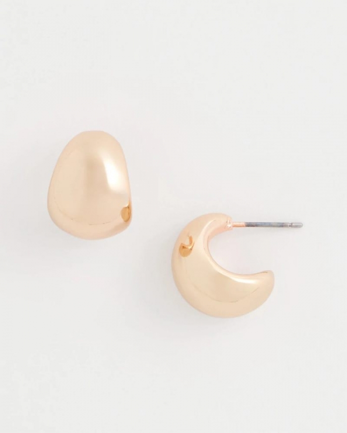 Chicos Rose Gold Huggie Hoop Earrings - MIXED METALS