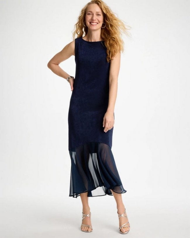 Chicos Travelers™ Chiffon Hem Dress - TRAVELERS INDIA INK