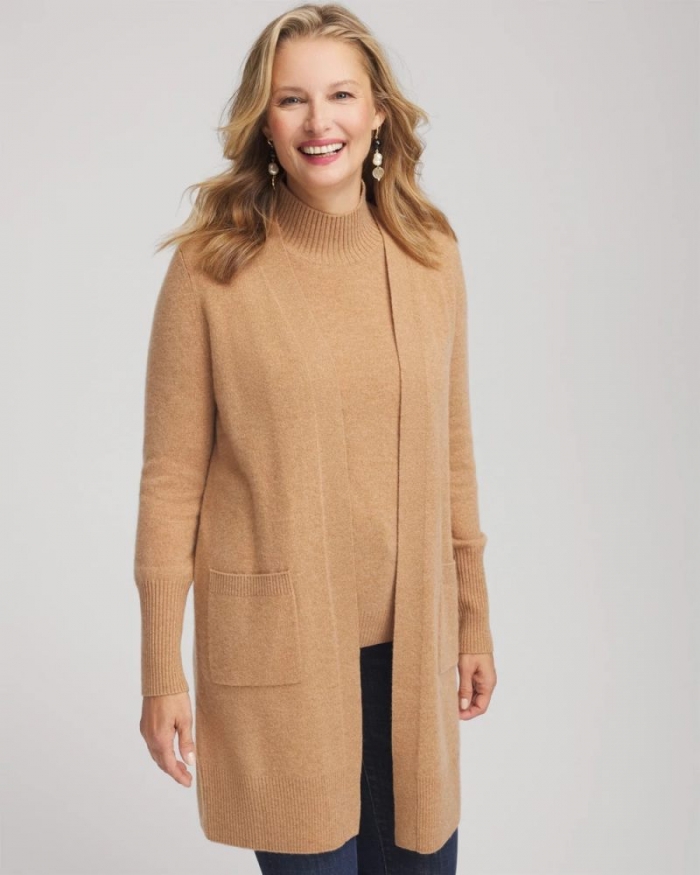 Chicos Cashmere Duster Cardigan - CAMEL