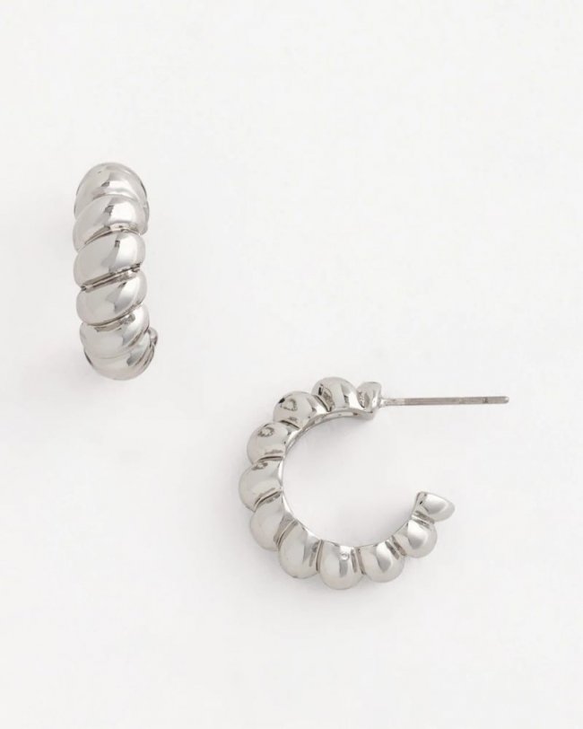 Chicos No Droop® Silvertone Twisted Hoop Earrings - SILVER Chicos No Droop® Silvertone Twisted Hoop Earrings - SILVER