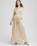 Chicos Metallic Knit Pleated Maxi Dress - GOLD