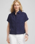 Chicos Embroidered Eyelet Button-down Top - PASSPORT BLUE Chicos Embroidered Eyelet Button-down Top - PASSPORT BLUE