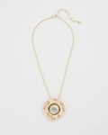 Chicos Green Gold Short Pendant Necklace - GREEN
