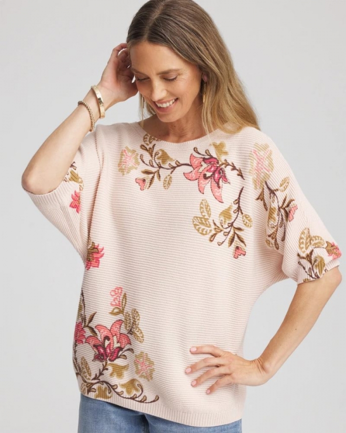 Chicos Ribbed Combed Cotton Sweater - MULTI