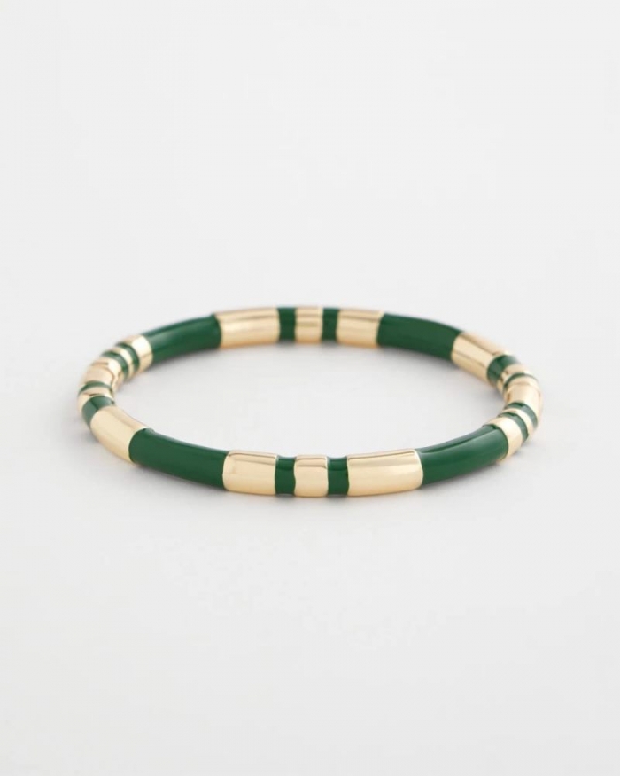 Chicos Green Enamel Hinge Bangle - GREEN