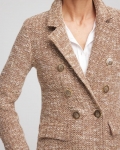 Chicos Tweed Double-Breasted Blazer - CAFE AROMA