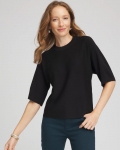 Chicos Dolman Sleeve Crew Neck Pullover Sweater - BLACK