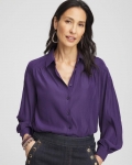 Chicos Trapunto Shoulder Blouse - MIDNIGHT VIOLET