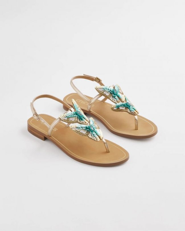 Chicos Butterfly T-Strap Sandal - METALLIC MULTI