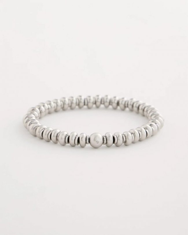 Chicos Silvertone Rounded Stretch Bracelet - SILVER Chicos Silvertone Rounded Stretch Bracelet - SILVER