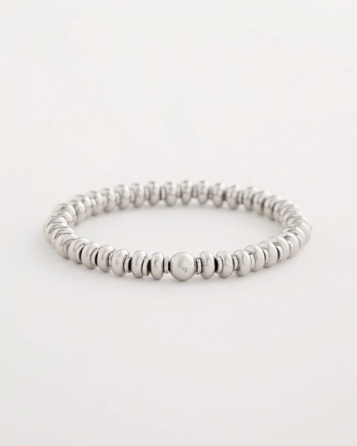 Chicos Silvertone Rounded Stretch Bracelet - SILVER