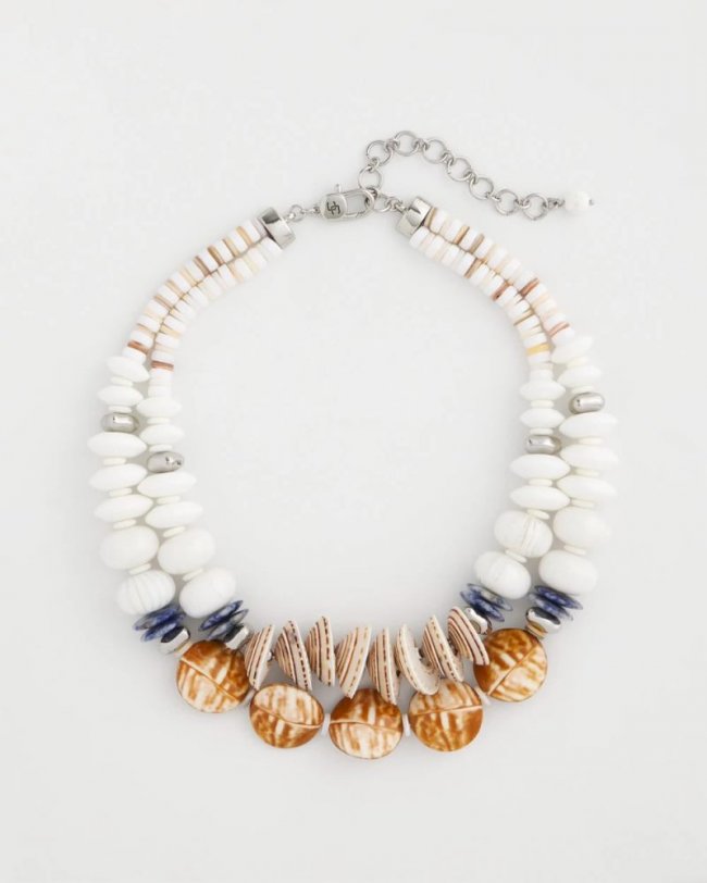 Chicos Genuine Seashell & Sodalite Necklace - MULTI