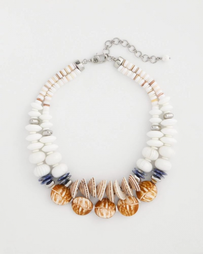 Chicos Genuine Seashell & Sodalite Necklace - MULTI