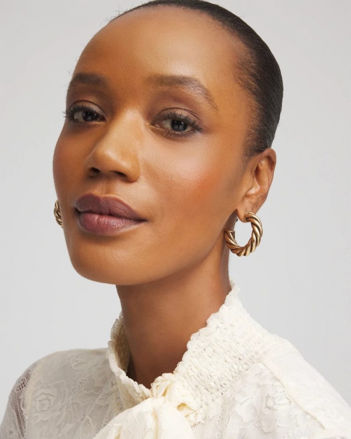 Chicos French Hook Drop Hoop Earrings - GOLD