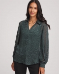 Chicos Clip-Dot Billow-Sleeve Blouse - DARKEST SPRUCE Chicos Clip-Dot Billow-Sleeve Blouse - DARKEST SPRUCE