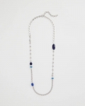 Chicos Blue Accent Long Single Strand Necklace - BLUE Chicos Blue Accent Long Single Strand Necklace - BLUE
