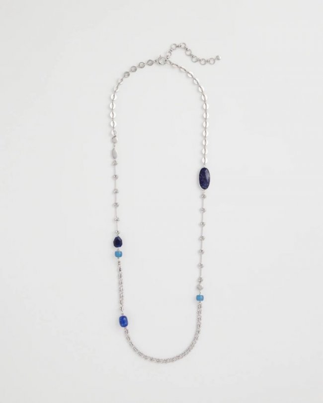 Chicos Blue Accent Long Single Strand Necklace - BLUE