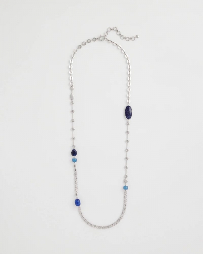 Chicos Blue Accent Long Single Strand Necklace - BLUE