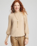 Chicos Shimmer Mock-Neck Top - CHAMPAGNE Chicos Shimmer Mock-Neck Top - CHAMPAGNE