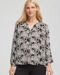 Chicos Caviar Bead Georgette Blouse - BLACK