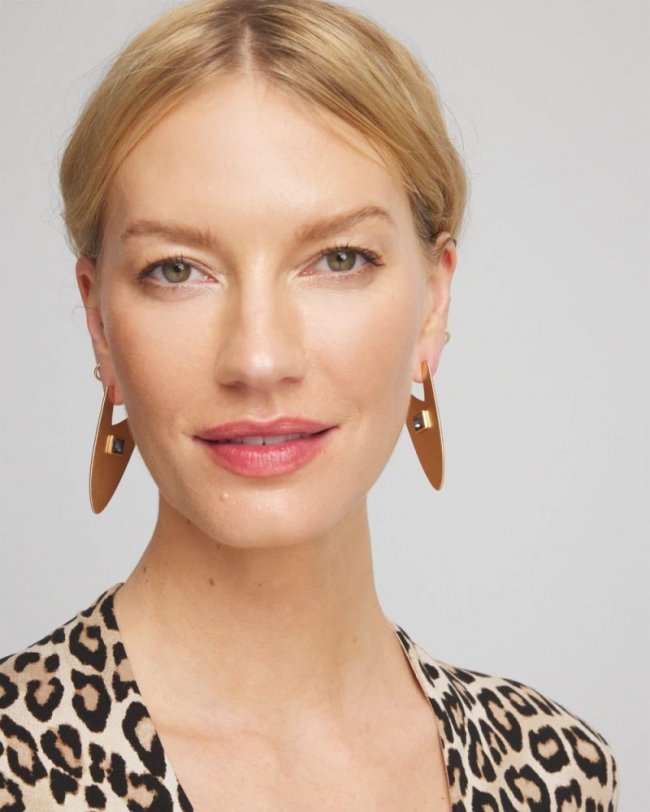 Chicos Gold Triangle Linear Earrings - GOLD